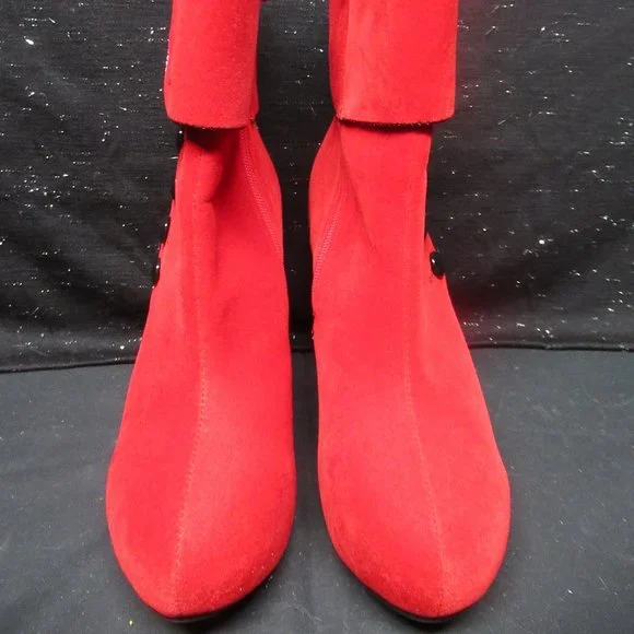Red Velvety-Feel Stilletto Boots Size 41 (U.S. 8.5-9) - Picture 5 of 9